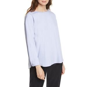 Eileen Fisher Women's Light Blue Lyocell Tencel Blend Blouse Top Size S NWT